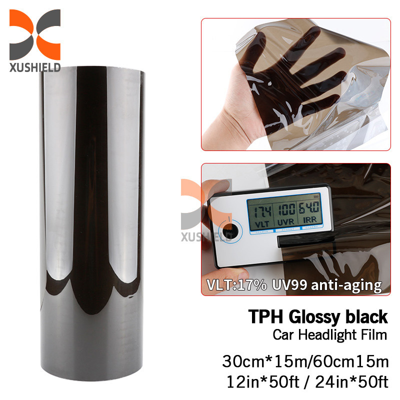 XUSHIELD High Quality TPH TPU Car Headlight Tint Film Light Black Smoke Black Tail Light Headlight Tint Film