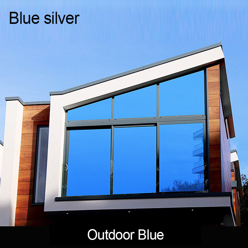 PET Material Building Decorative Film Dark Blue Silver Color Middle Heat Insulation Anti-explosion Window Film