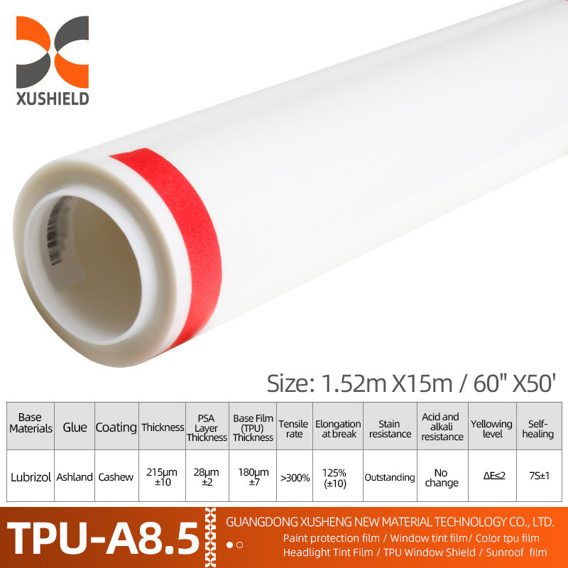 XUSHIELD 8.5mil High glossy hydrophobicity high quality Anti Scratch Heat Repair Clear TPU Car Paint Protection Film