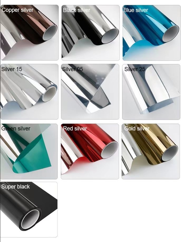 PET Material Building Decorative Film Dark Blue Silver Color Middle Heat Insulation Anti-explosion Window Film