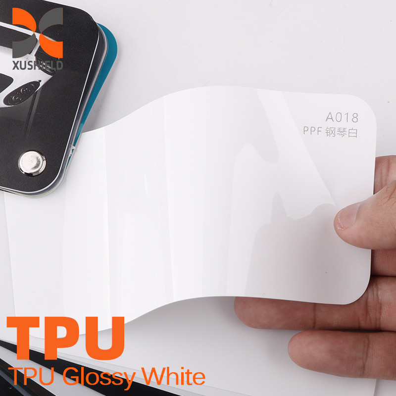 1.52x15m TPU Glossy white Vinyl Air Bubble Free Wrapping Glossy Sky Grey Paint Protection Smart Tint PPF Car Color Changing Film TPU tph PPF color